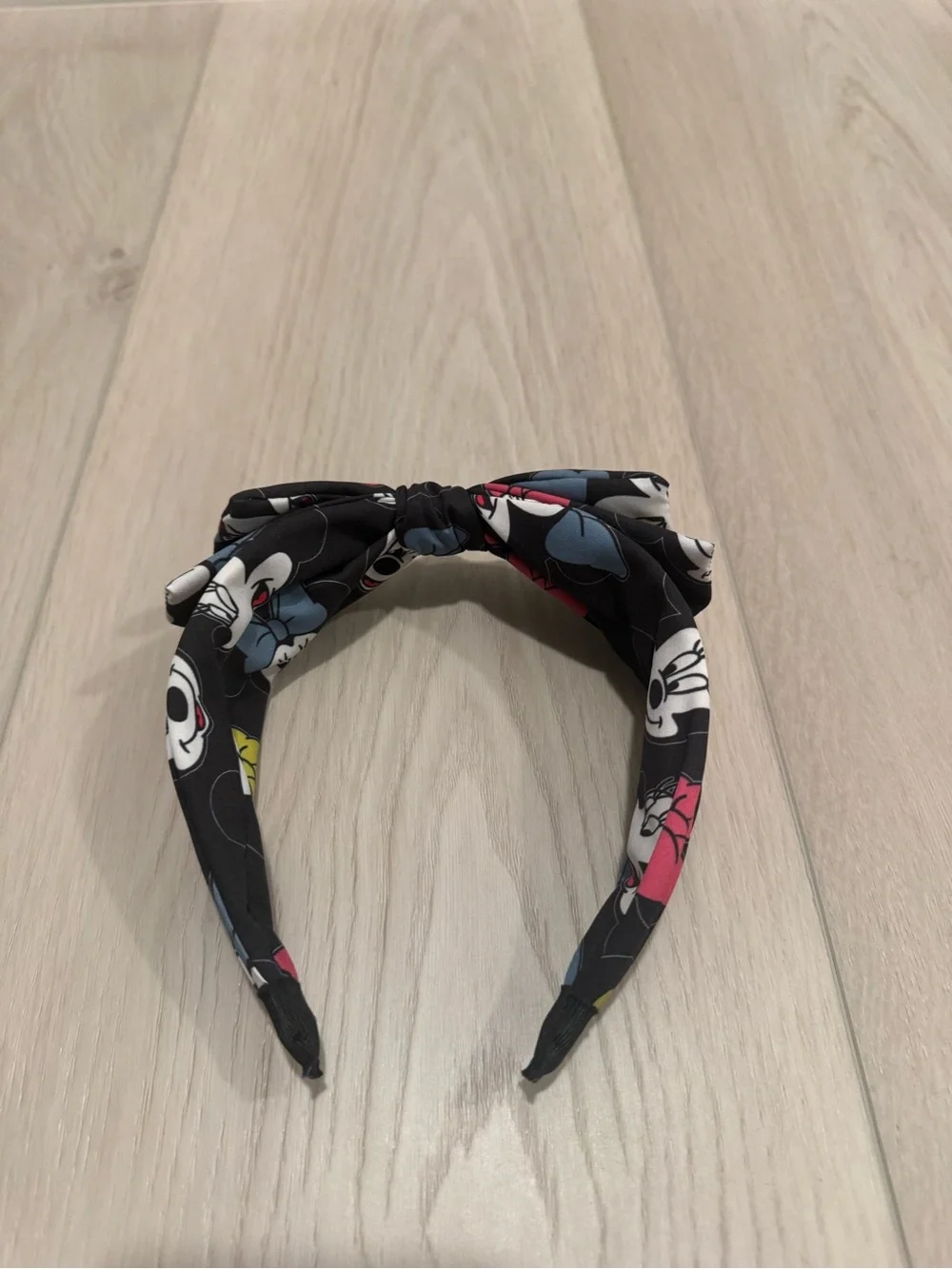 Black Minnie Mouse Print Kids Knot Headband